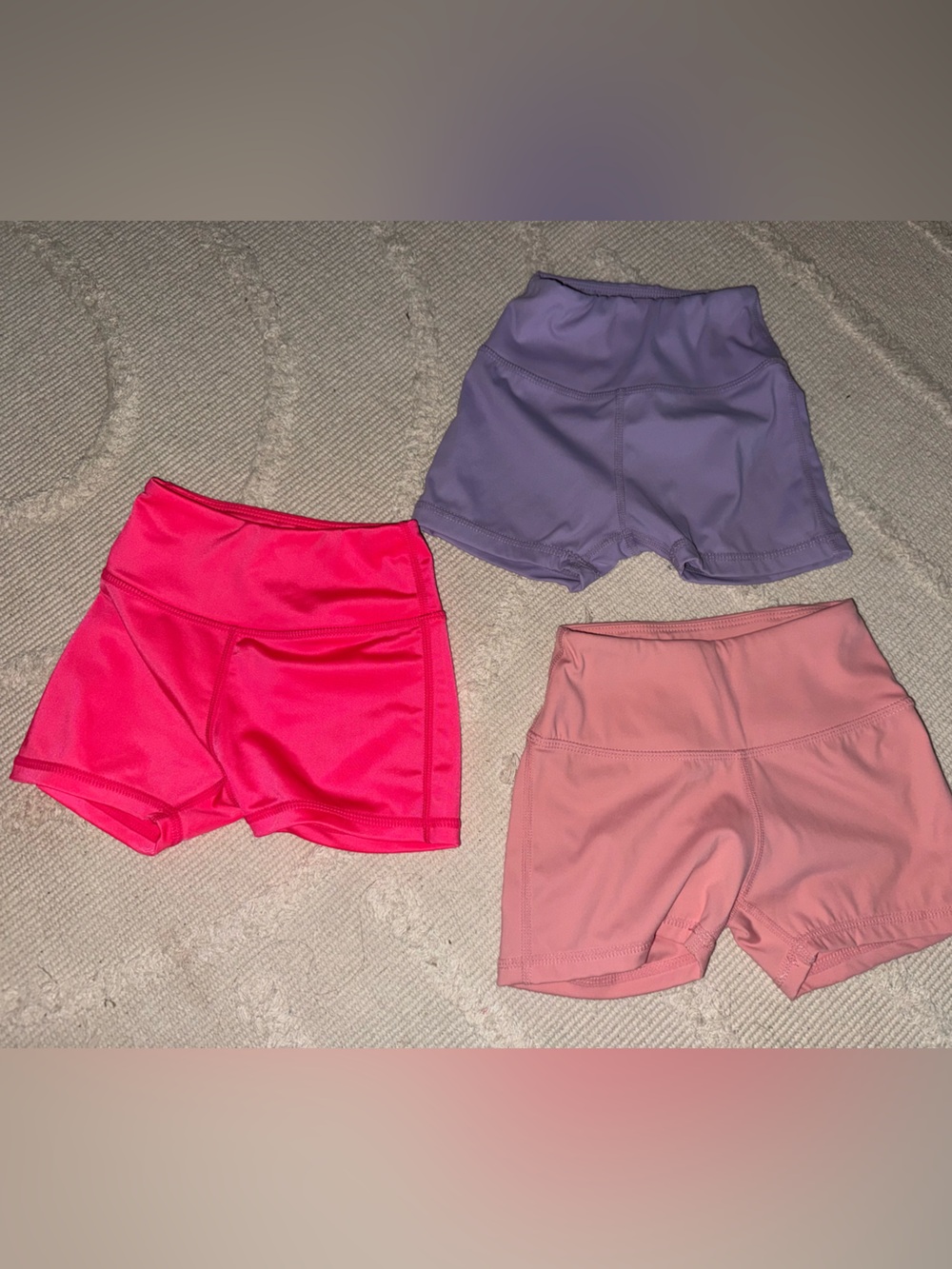 Girls' High-Waist Active Shorts in Hot Pink, Lavender & Light Pink